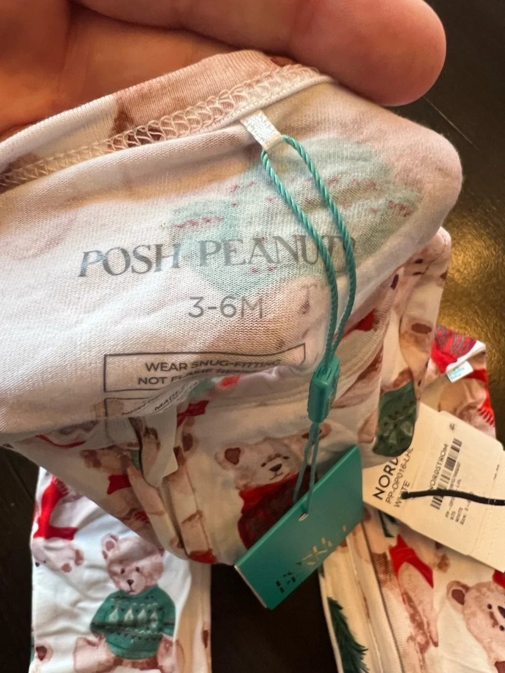 New - Posh Peanut White One-Piece with Red & Green Holiday Bear Print